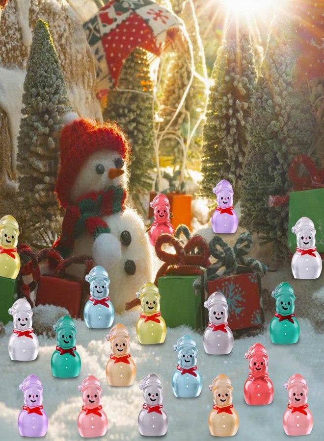 Vellibring 48 Pcs Christmas Mini Luminous Resin Snowman, 9 Colors Mini Resin Snowman Tiny Little Small Snowmen Glow in The Dark for Dollhouse Micro Fairy Garden Decor Christmas Fillers Party Favors - Image 4